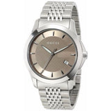Gucci G Timeless Brown Dial Silver Steel Strap Watch For Women - YA126503