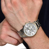 Emporio Armani Renato Chronograph Silver Dial Two Tone Steel Strap Watch For Men - AR11076