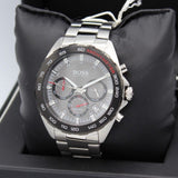 Hugo Boss Intensity Chronograph Black Dial Silver Steel Strap Watch For Men - 1513680