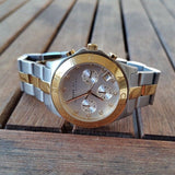 Marc Jacobs Blade Chronograph Silver Dial Two Tone Steel Strap Watch for Women - MBM3177
