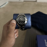 Swarovski Octea Lux Sport Chronograph Black Dial Silver Steel Strap Watch for Women - 5610520