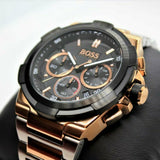 Hugo Boss Supernova Chronograph Black Dial Two Tone Steel Strap Watch for Men - 1513358