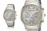 Emporio Armani Renato Chronograph Silver Dial Two Tone Steel Strap Watch For Men - AR11076
