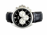 Hugo Boss Driver Chronograph Black Dial Black Leather Strap Watch for Men - 1512879