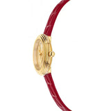 Versace Virtus Mini Quartz Gold Dial Red Leather Strap Watch For Women - VET300521