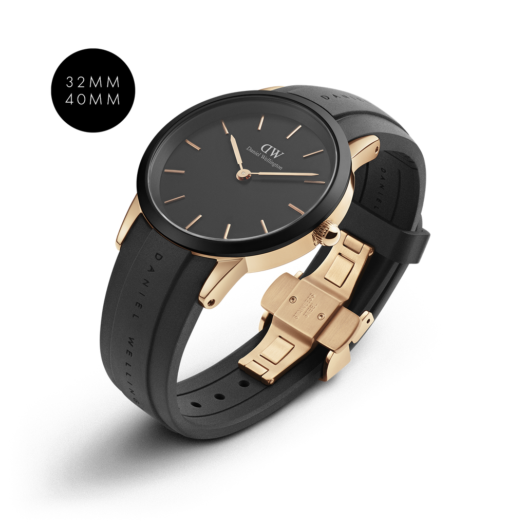 Daniel Wellington Iconic Motion Black Dial Rubber Strap Watch For Women - DW00100426