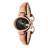 Gucci Guccissima Quartz Black Dial Rose Gold Steel Strap Watch For Women - YA134509