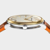Versace V Circle Quartz Silver Dial Brown Leather Strap Watch For Women - VBP04017
