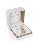 Versace Mini Virtus Quartz White Dial Gold Steel Strap Watch For Men - VET300221