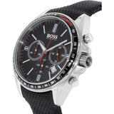 Hugo Boss Driver Chronograph Black Dial Black Leather Strap Watch for Men -1513087
