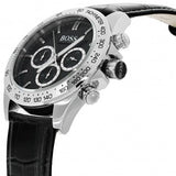 Hugo Boss Ikon Chronograph Black Dial Black Leather Strap Watch for Men - 1513178