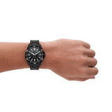 Emporio Armani Diver Chronograph Black Dial Black Steel Strap Watch For Men - AR11363