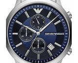 Emporio Armani Renato Chronograph Blue Dial Silver Steel Strap Watch For Men - AR11164