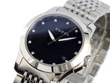 Gucci G Timeless Diamonds Mother of Pearl Black Dial Silver Steel Strap Watch For Women - YA126505