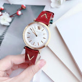 Versace V-Twist Silver Dial Red Leather Strap Watch for for Women - VELS00519