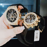Guess Momentum Chronograph Diamonds Black Dial Black Silicone Strap Watch For Men - GW0518G2