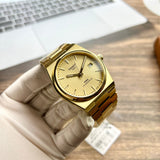 Tissot PRX Powermatic 80 Gold Dial Gold Steel Strap Watch for Men - T137.407.33.021.00